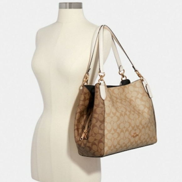 💕SOLD 💕New💚Coach Signature Snakeskin Leather Mix Shoulder Bag - Picture 3 of 6